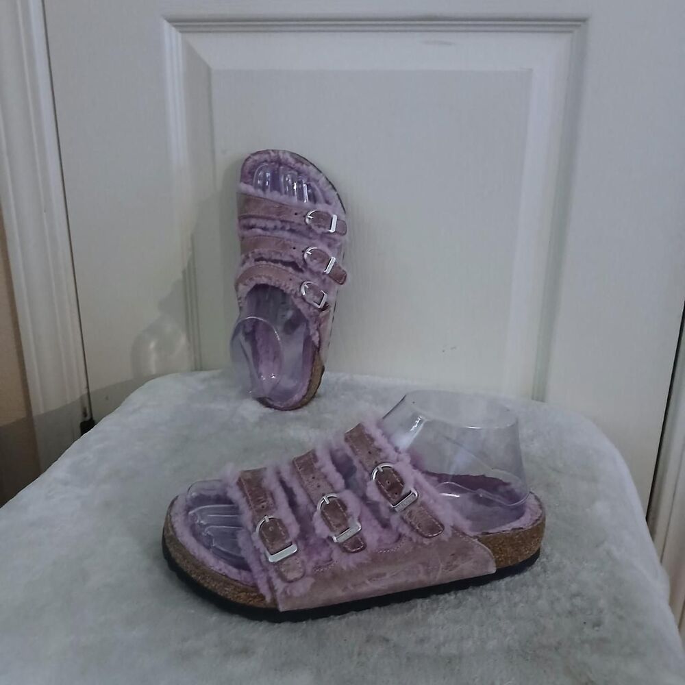 Birkenstock Florida Fresh Shearling Sandals Purple 36 Gorpcore Boho Winter Cozy